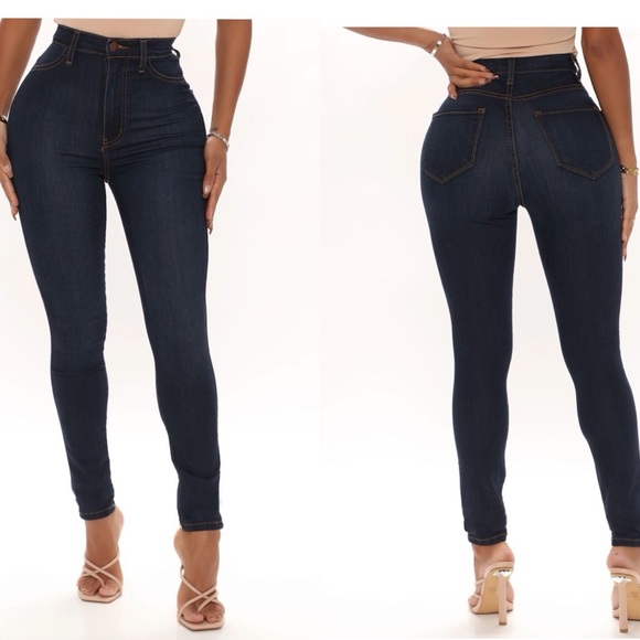 { FASHION NOVA } Dark Wash Classic High Waist Skinny Jeans - Picture 1 of 10